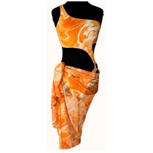 NAKED WARDROBE Orange `Dreamsicle’ Sarong (M)
